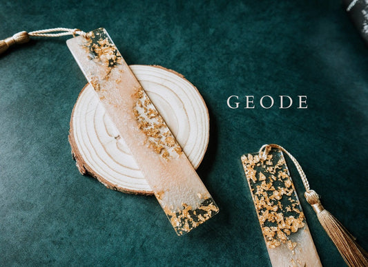 Peach Moon Phases & Geode Resin Bookmark: Geode