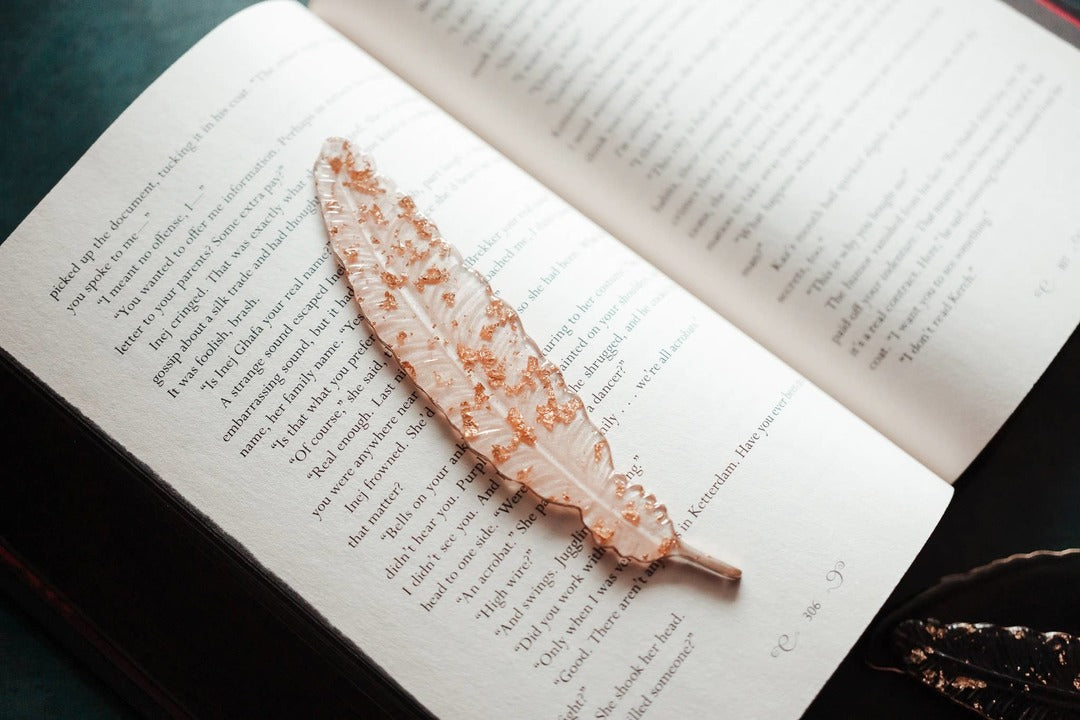 Feather Resin Bookmark: Peach