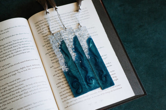 Sea Green & Silver Resin Bookmark