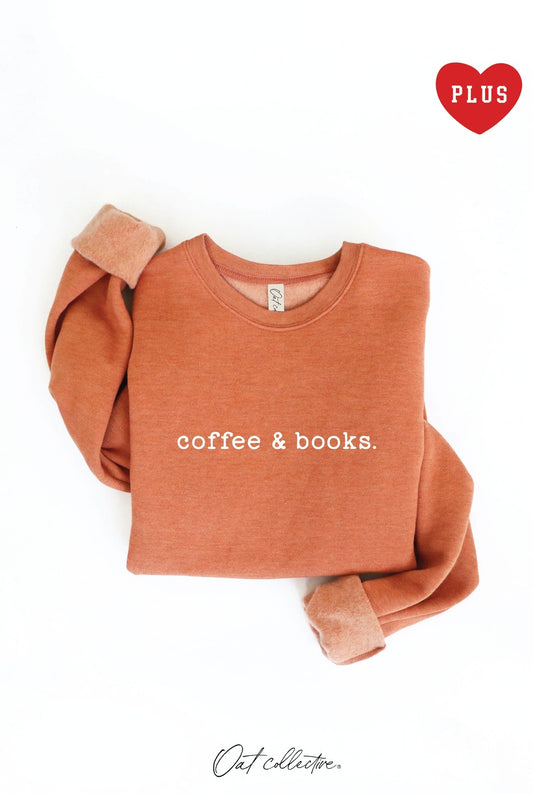 COFFEE AND BOOKS   Plus Graphic Sweatshirt: AUTUMN LEAF, 3X