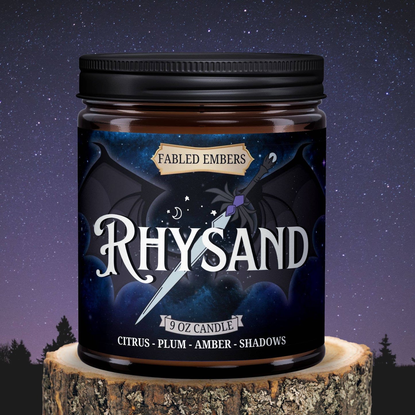 RHYSAND Candle | book lovers |  bat boy coconut soy : Just the Candle + Lid