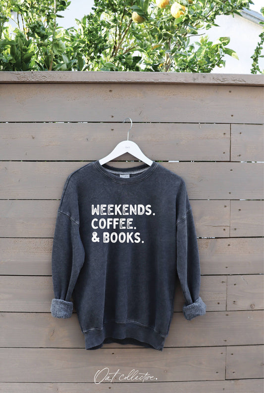 WEEKENDS COFFEE AND BOOKS    Mineral Graphic Sweatshirt  : VINTAGE BLACK, XL