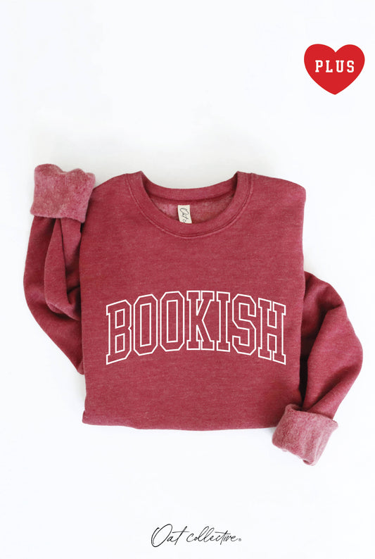 BOOKISH  Plus Graphic Sweatshirt: MAROON, 2X