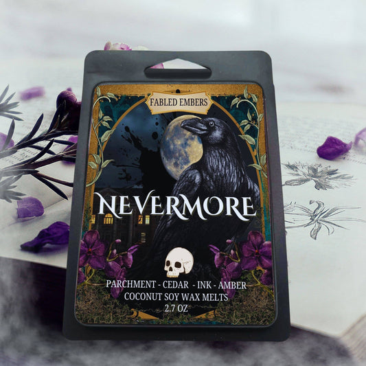 NEVERMORE \ Dark Amber + Ink + Wood \ Wax Melts 2.7 ounces