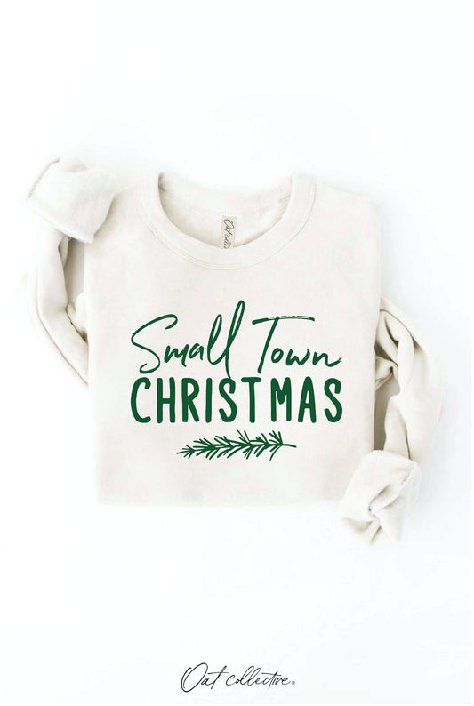 SMALL TOWN CHRISTMAS Graphic Sweatshirt: VINTAGE WHITE LONG SLEEVE, L