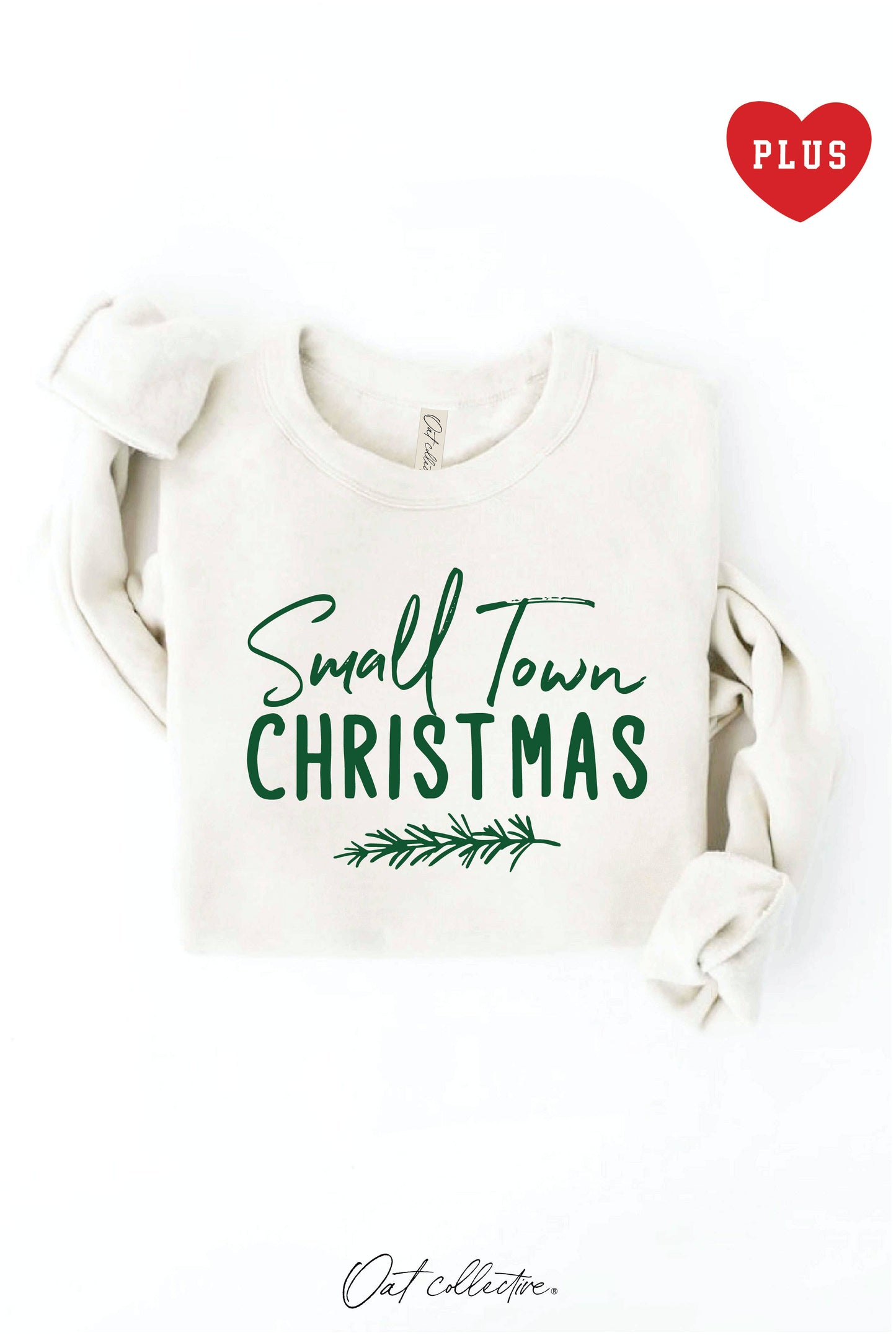 SMALL TOWN CHRISTMAS Plus Graphic Sweatshirt  : VINTAGE WHITE LONG SLEEVE, 2X