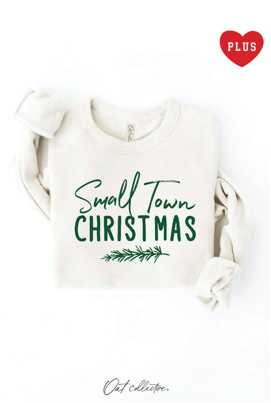 SMALL TOWN CHRISTMAS Plus Graphic Sweatshirt  : VINTAGE WHITE LONG SLEEVE, 2X