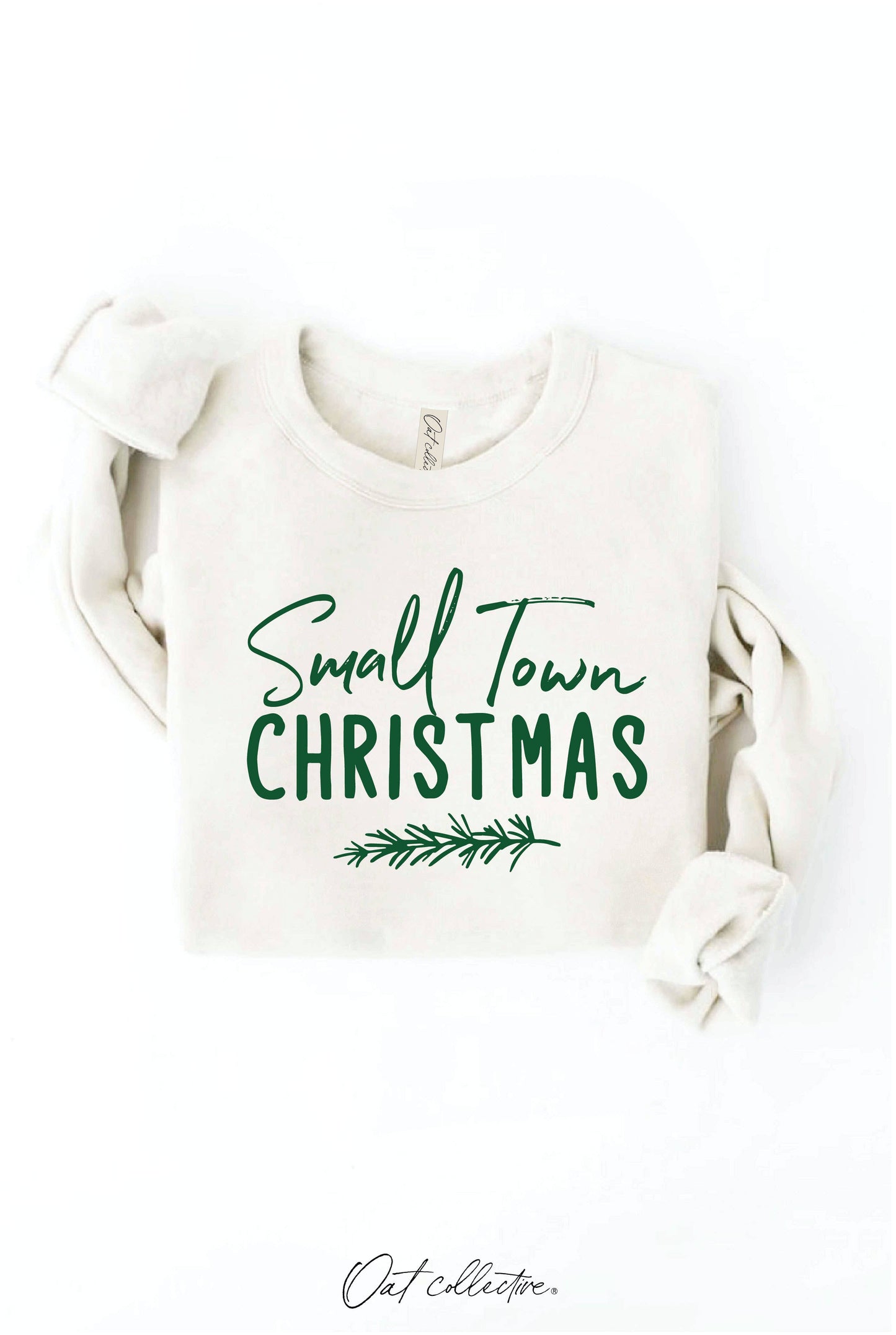 SMALL TOWN CHRISTMAS Graphic Sweatshirt: VINTAGE WHITE LONG SLEEVE, XL