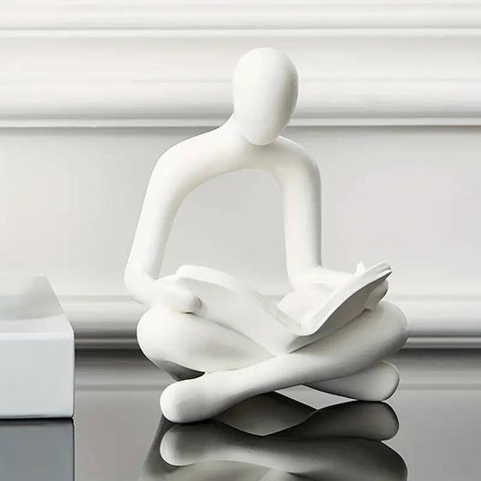 The Reader Statue: White Resin Figurine home, office decor